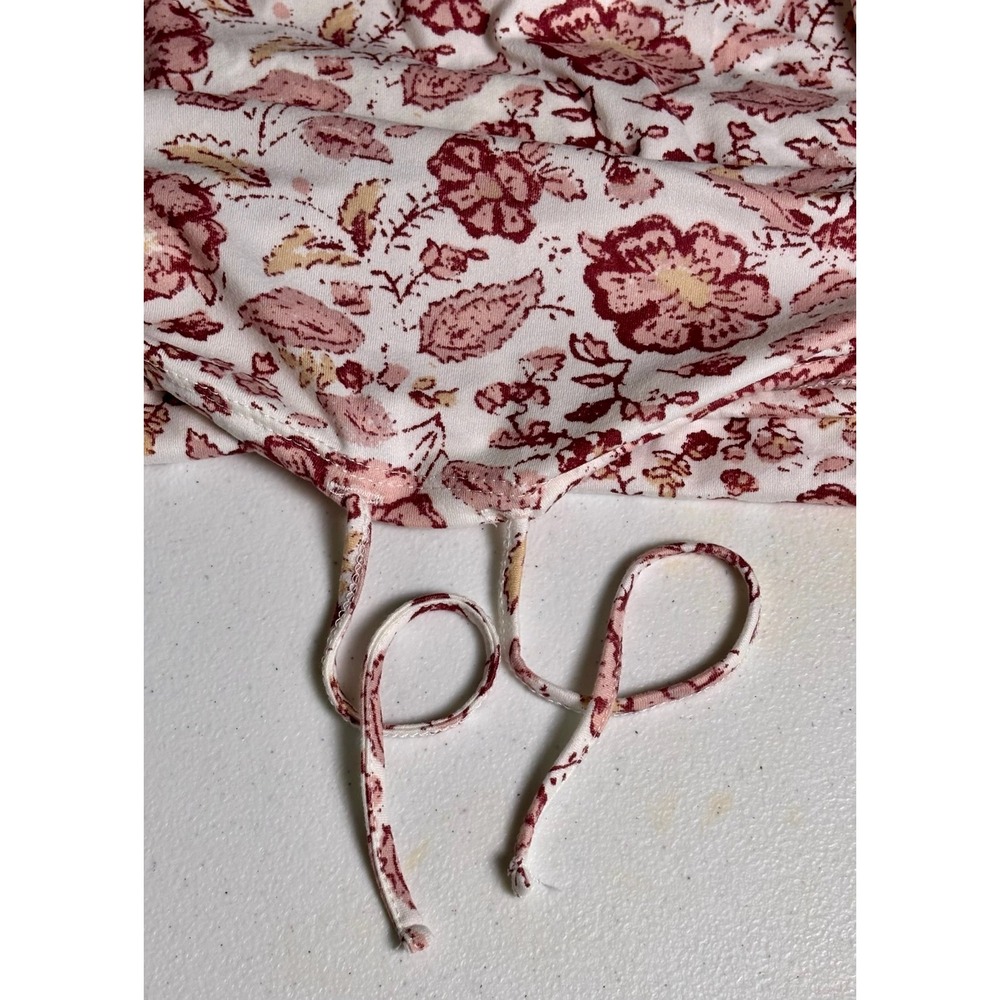 Lucky Brand Pajama Set Women Small Pink Excellent Floral Tie Hem Loungewear - Picture 10 of 12